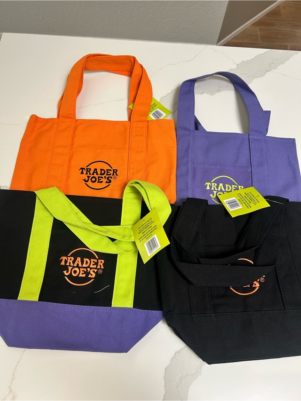 Trader Joe’s Bright Canvas Tote Bags- new